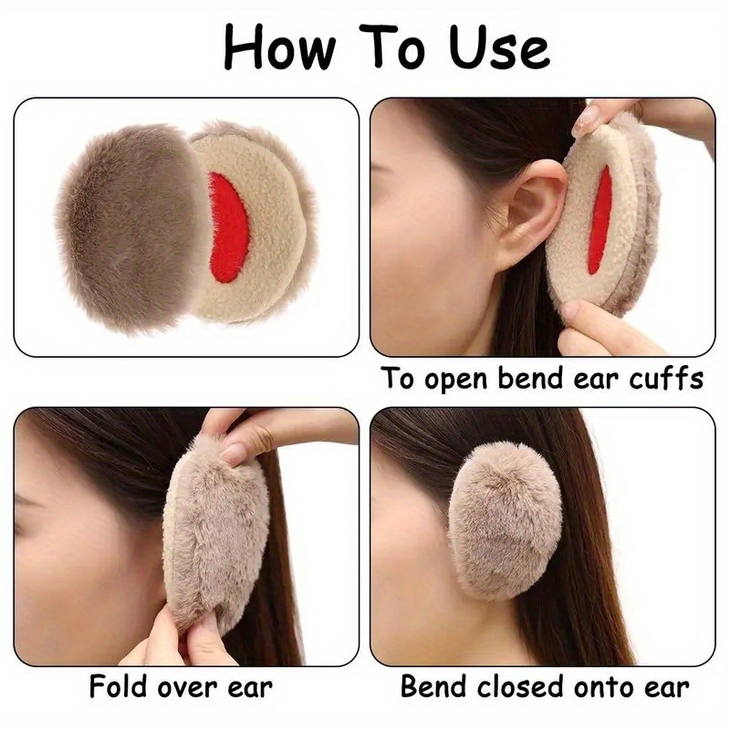 1 Pair Bandless Fleece Ear Muffs For Men Women Winter Thick Warm