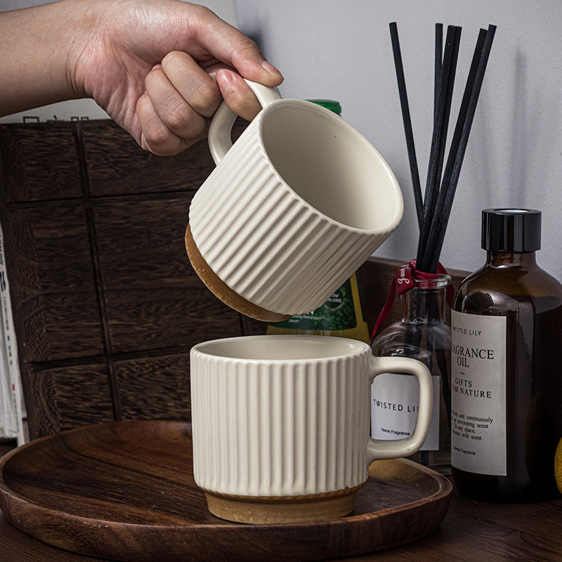 Short Ceramic Coffee Mug - Stripes