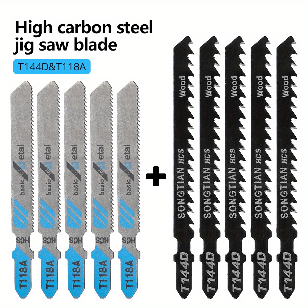 

10pcs/5pcs Jig Saw Blade Set Metal Wood Cutting Assorted Blades Woodworking T144d T118a