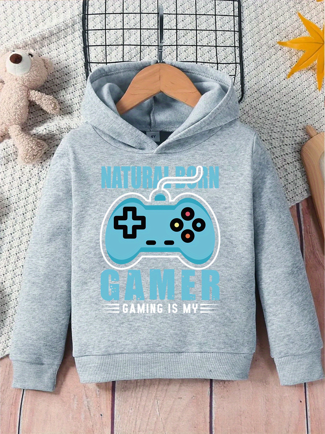 Trendy Game Slogan Print Boys Casual Pullover Long Sleeve Temu