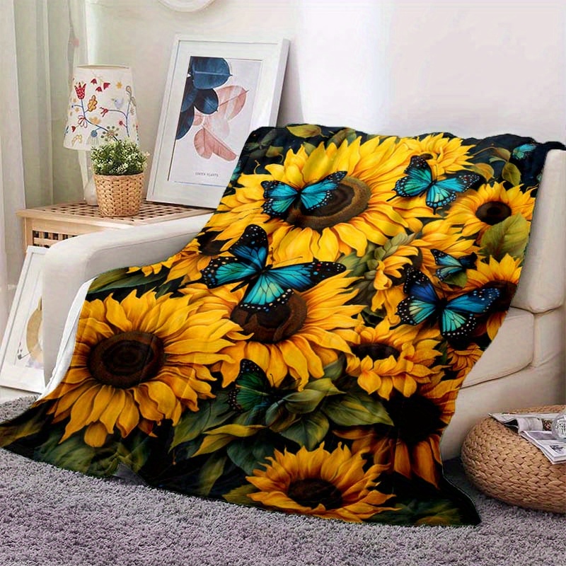 Yunhuy Sublimation Blanks Flannel Throw Blanket,330GSM Soft Lightweight  Custom Personalised Sublimation Photo Blanket with 9/15/20 Panels  (Sunflower-A
