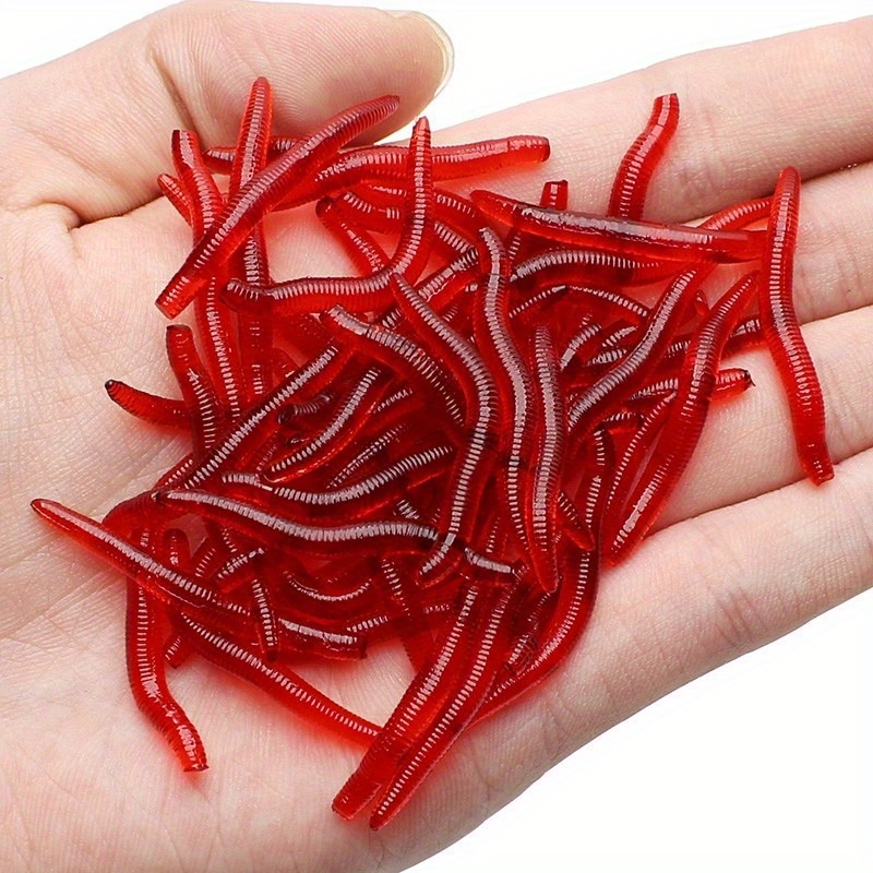 Simulation Red Earthworm Bait Artificial Worms Fishing Lure - Temu