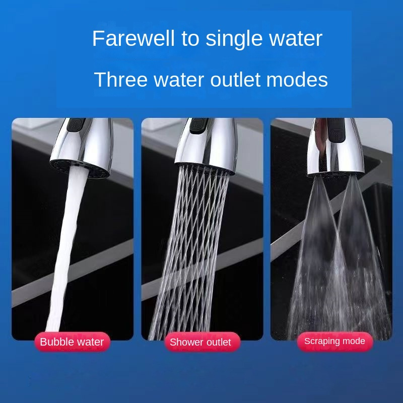 Kitchen Multi-purpose Faucet Extension Device, Bathroom Splash Proof, Pressurized Sprinkler Joint, Three-speed Universal, Rotatable Bubbler, And Scrubbing Nozzleler Joint, Three-speed Universal, Rotatable Bubbler, And Scrubbing Nozzle
