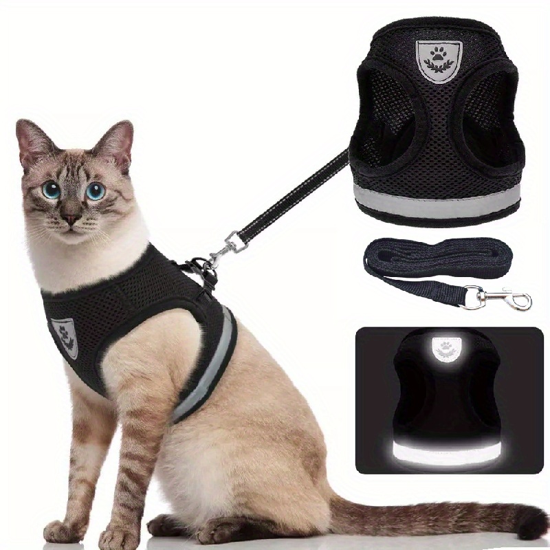 

Breathable Cat Harness And Leash Set, Escape Proof Pet Clothes Kitten Puppy Dogs Vest Adjustable Easy Control Reflective Cat Harness