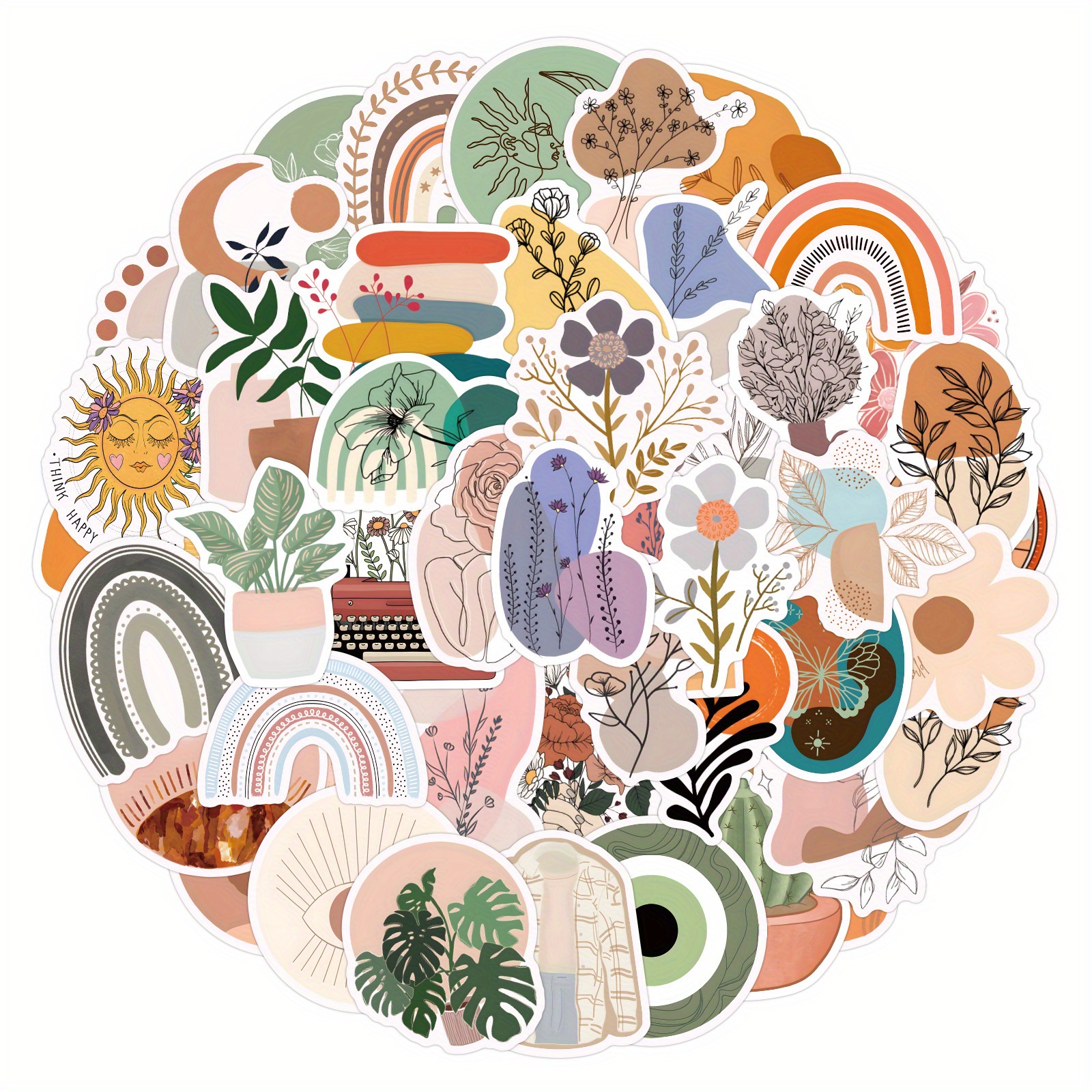 110pcs Bohemian Creative Graffiti Sticker Pack Decoration Suitcase Water Bottle Diy Water Cup Notebook Skateboard Luggage Helmet Self-adhesive
