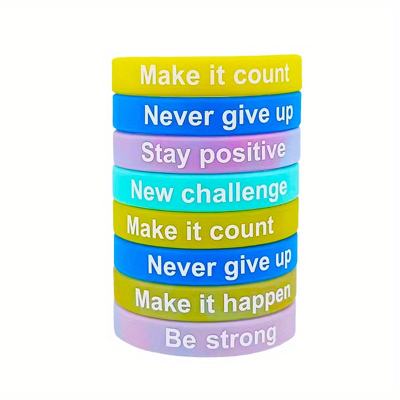 2 Pcs Inspirational Silicone Bracelet, Inspirational Quotes Rubber  Wristband For Women