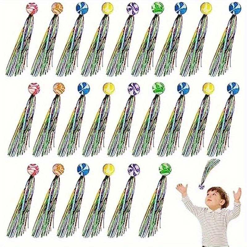 Bouncy Balls Per Bambini, 24pcs Comet Balls Con Streamers Colorati