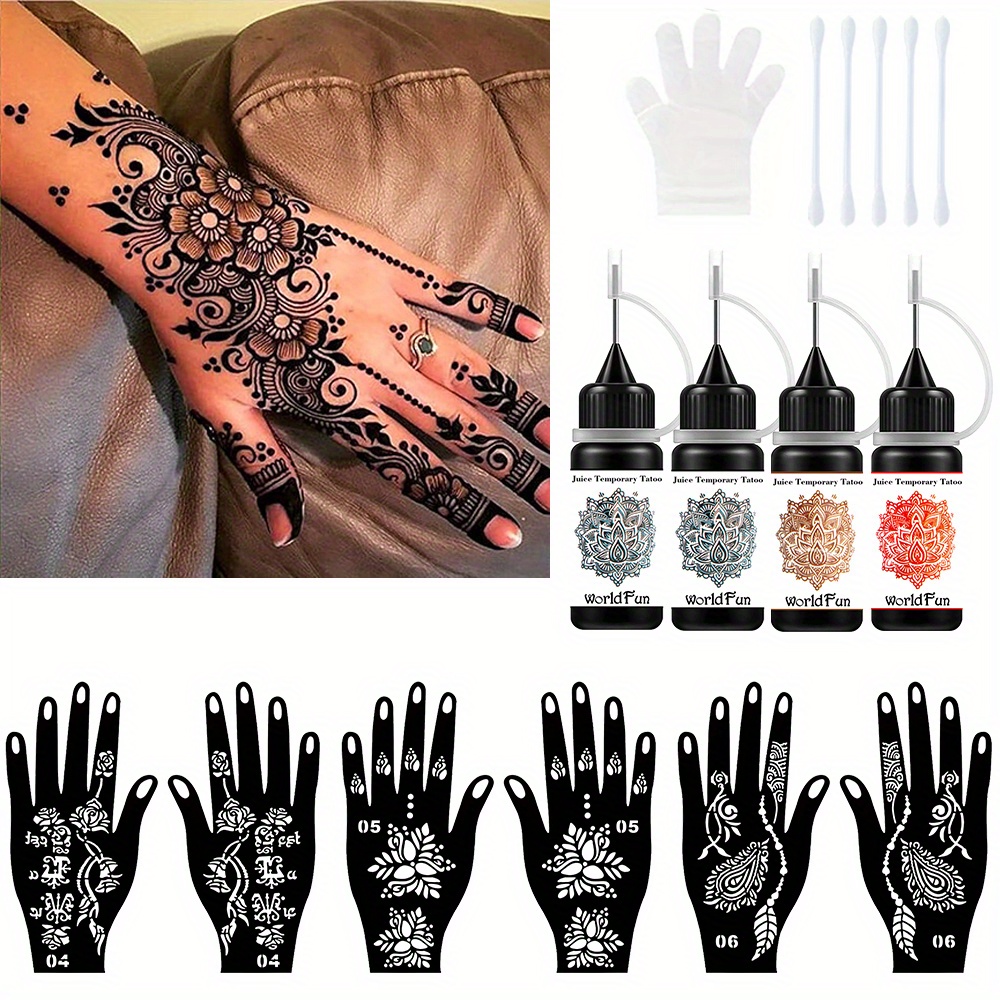 Kit De Plantillas Y Tintas Para Tatuajes Temporales De - Temu
