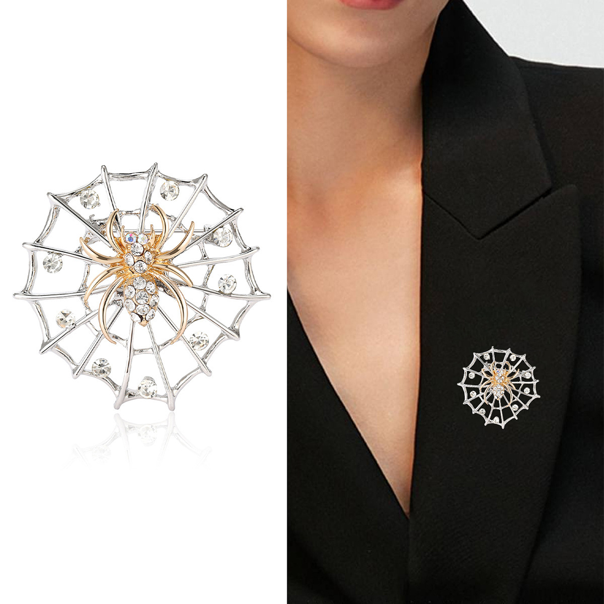Hollow Out Spider Web Shape Alloy Brooch Pin Creative Versatile