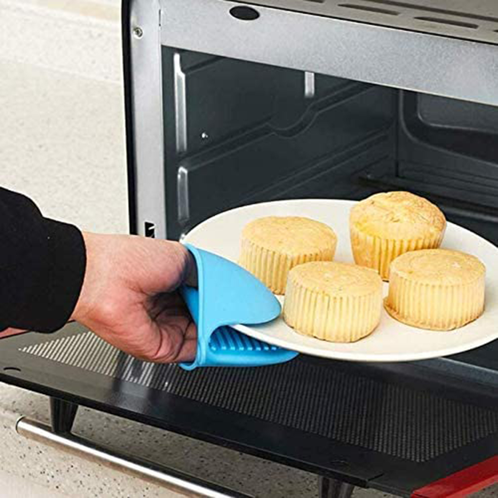 2Pcs Silicone Pot Holder Mini Oven Mitt Kitchen Heat Resistant Finger  Grips-hot