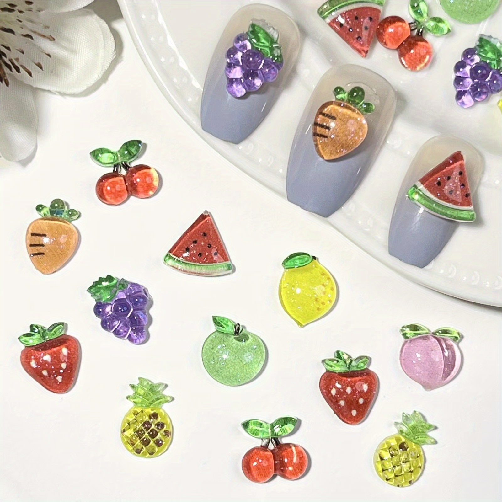 15 Jar Fruit Nail Art Charms fruit Slime Charms 3d Polymer - Temu
