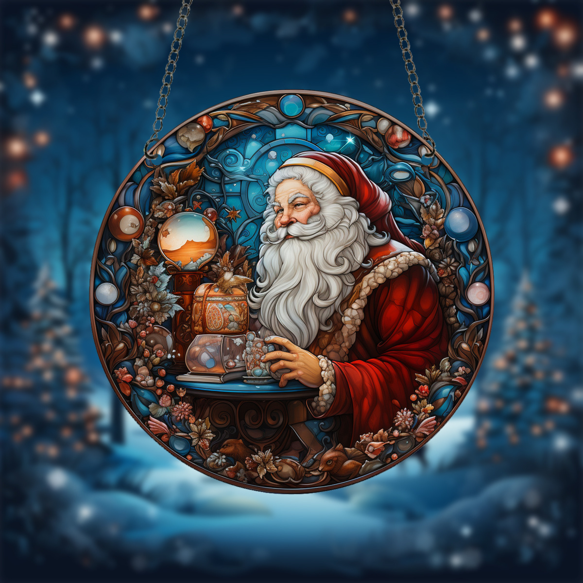 Cute Santa Claus Window Design Painted Pendants Christmas - Temu