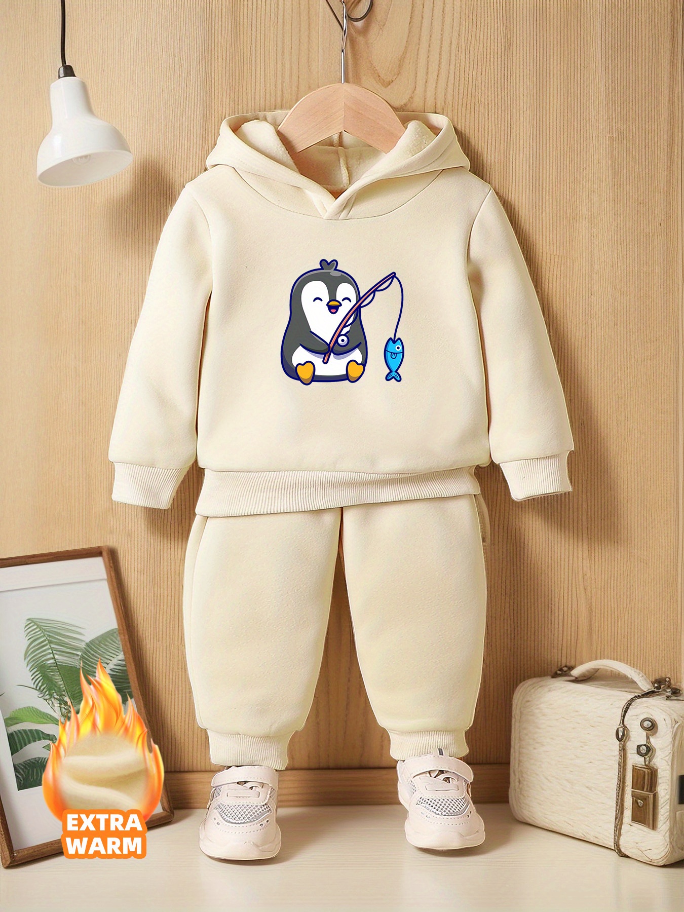 Toddler Boys Girls Sportswear Outfits Fishing Penguin Print - Temu