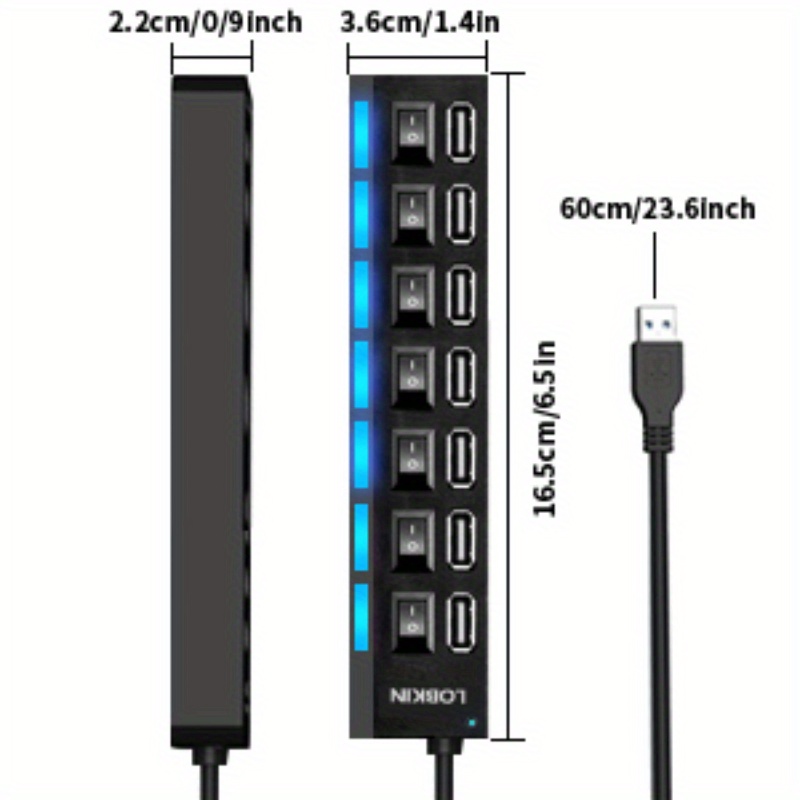 USB HUB 2.0 Splitter Multi USB 2.0 HUB USB 7 Port Multiport Hab PC  Accessories With Power Adapter For Computer