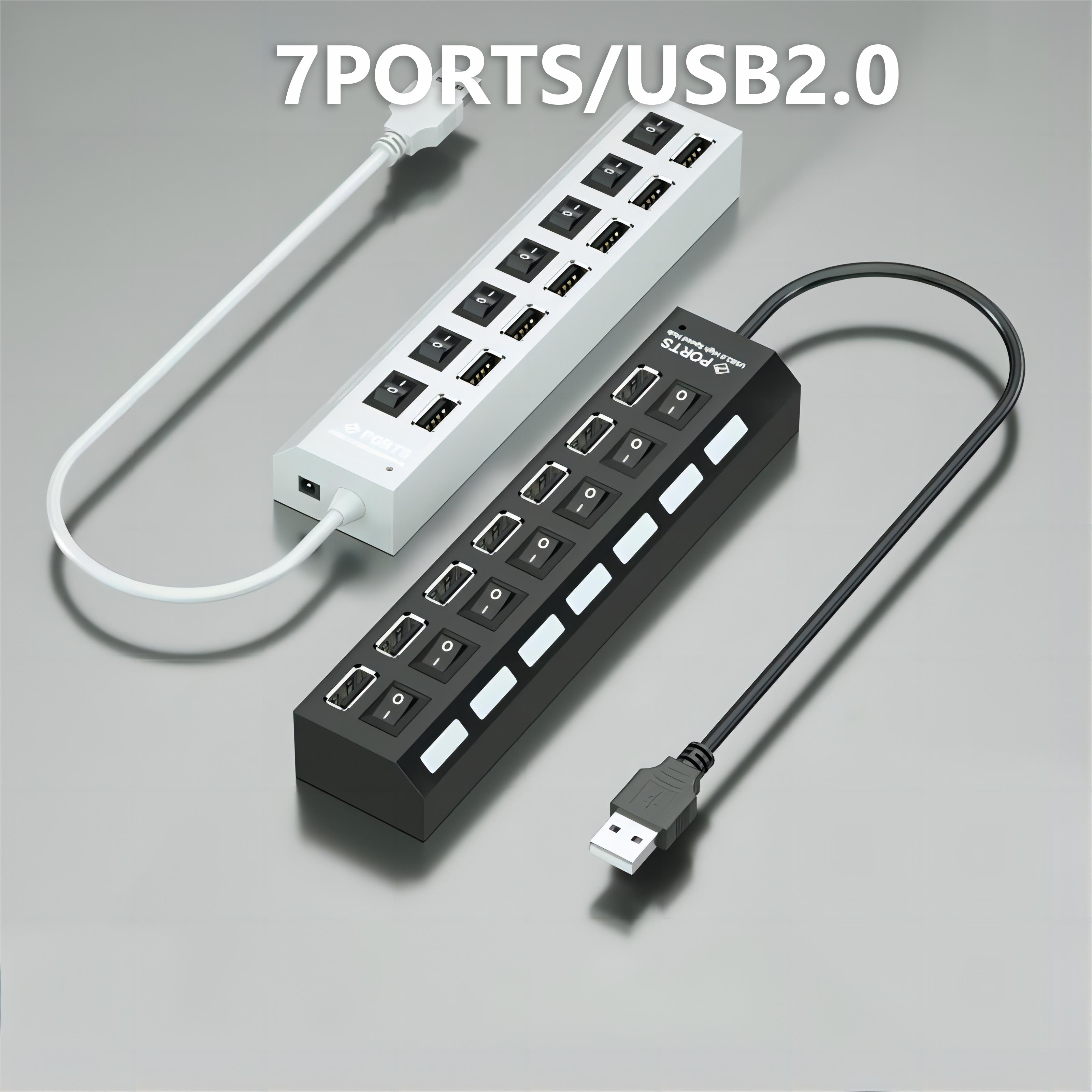 Regleta HUB multipuerto con siete salidas USB 2.0 iluminación individual