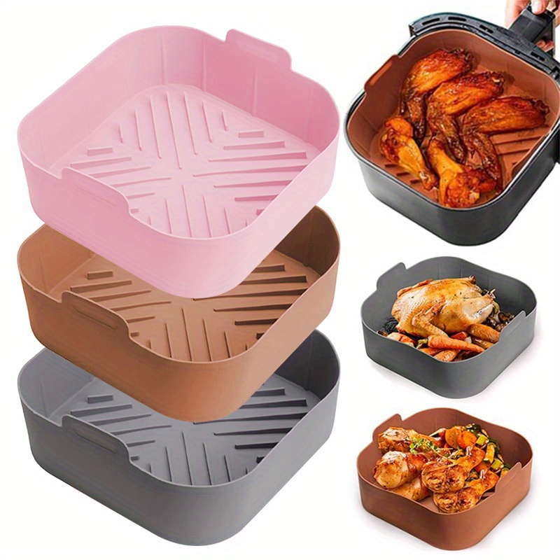 Air Fryer Liners-Square Silicone Air Fryer Liner Reusable,2pcs Air Fryer  Silicone Liners Accessories Reusable Airfryer Liner Non-Stick Baking Paper
