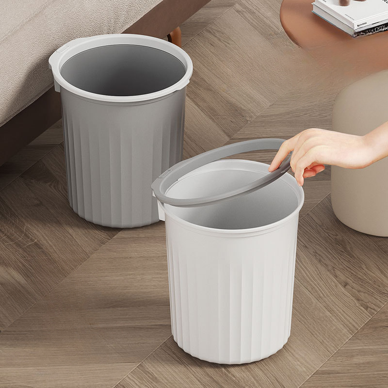 1pc Simple Lidless Trash Can, Household Kitchen Trash Can, Simple Living  Room Office Wastebaskets, Toilet Kitchen Bedroom And Bathroom Press Ring  Garb