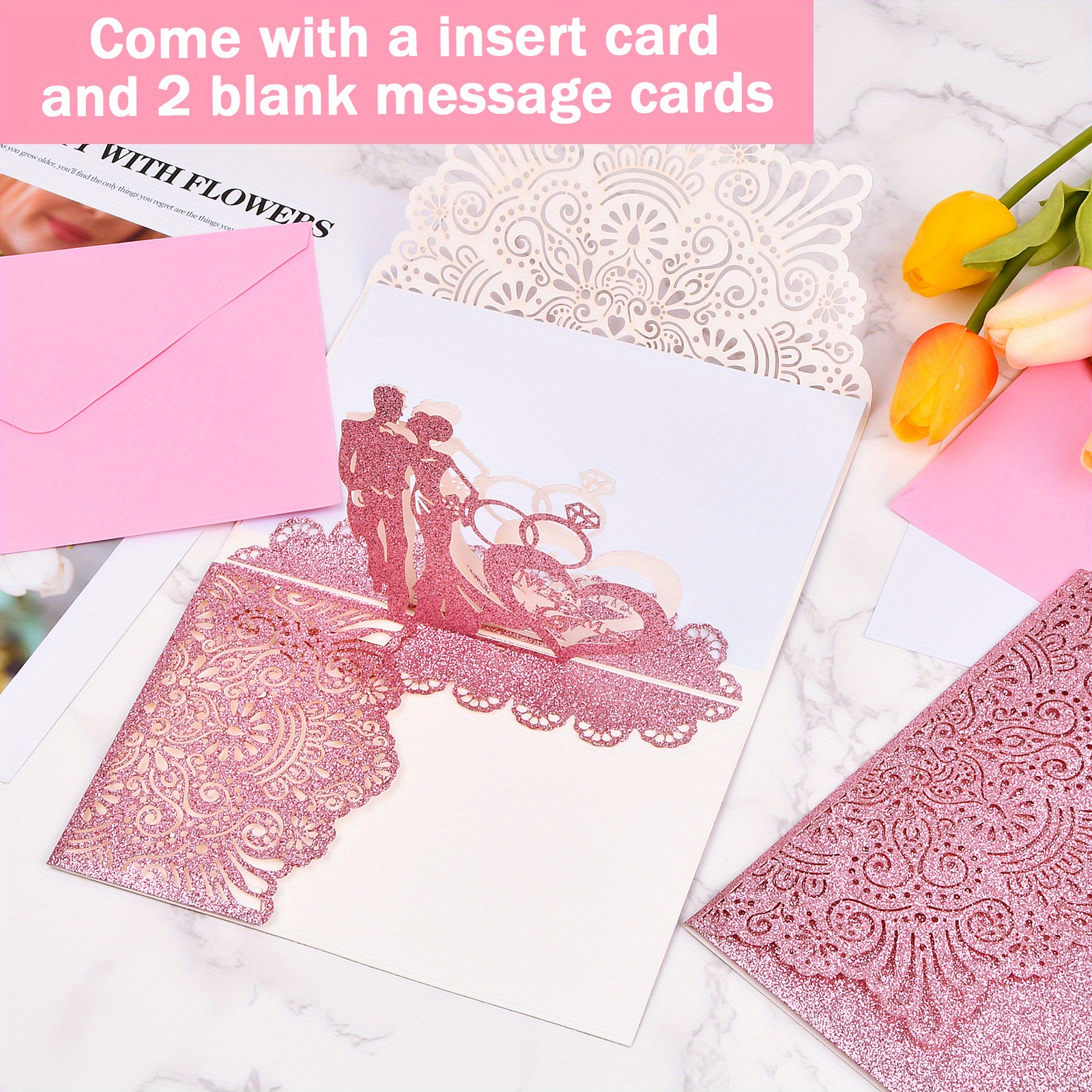 Wedding Greeting Cards Pop Up Wedding Invitation Cards 3d - Temu