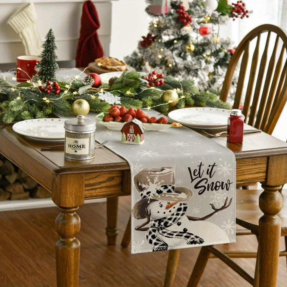  Round Table Placemats Set of 2, Christmas Snowman Xmas