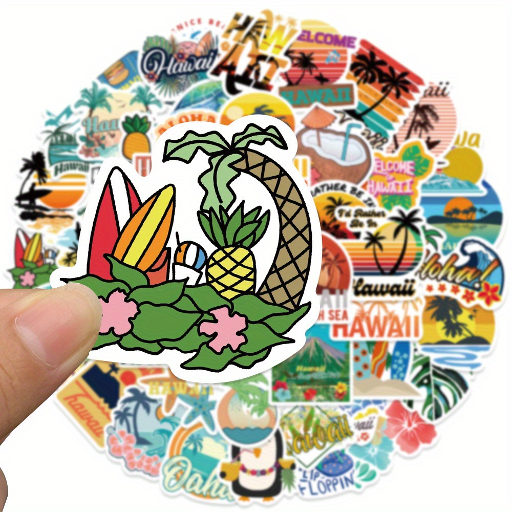 Cartoon Hawaii Travel Stickers Cool Room Diy Waterproof - Temu