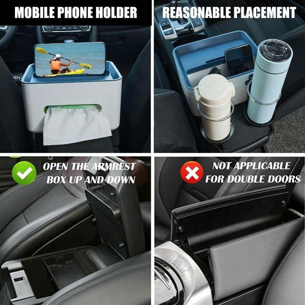 Wokii Auto-Rücksitz-Organizer mit Getränkehalter, Taschentuchbox und  Handyhalterungen, Auto-Kopfstütze, Rücksitz, multifunktionale  Aufbewahrungsbox