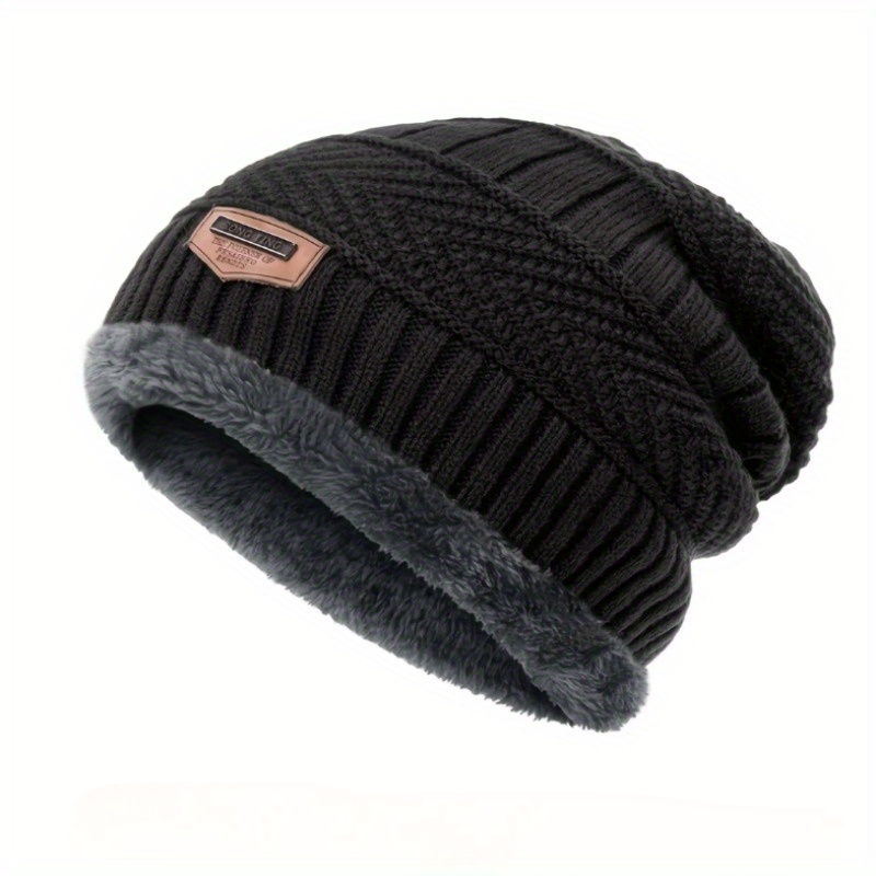 1pc Men's Winter Cool Thickened Knitted Warm Hat Beanie for Youth for Outdoor, Dark Blue, 2.99,Men Gifts,Temu