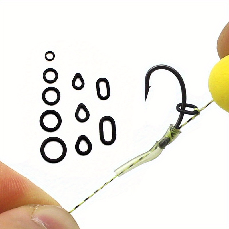 

50pcs Carp Fishing Accessories, Multi Size Rig Ring Set, Oval Rig Rings, Round Rubber Rings, Teardrop Rig Rings
