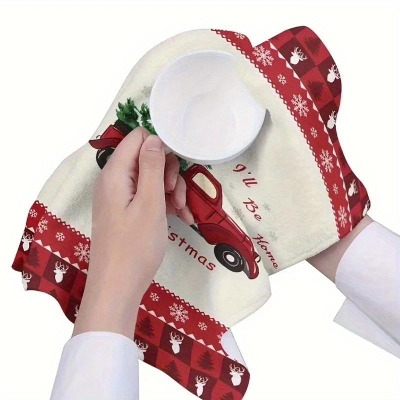 Durable Christmas Kitchen Dishcloth Towel Decorative Quick-drying Christmas  Cute Snowman Dish Cloth Hand Towel Kitchen Cleaning