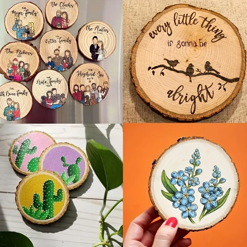 Unfinished Natural with Tree Bark Wood Slices 10 Pcs 4.2-4.7 inch Disc Coasters  Wood Coaster Pieces Craft Wood kit Circles Crafts Christmas Ornaments DIY  Crafts with Bark for Crafts Rustic Wedding 10pcs 4.2-4.7inch