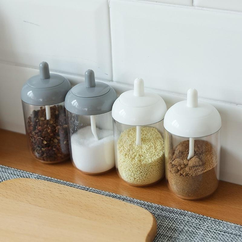 Spice Jar Glass Organizer Pepper Shakers Kitchen Storage Container Sugar  Seasoning Salt Rack Bottle Holder Shelf Kitchen Gadget