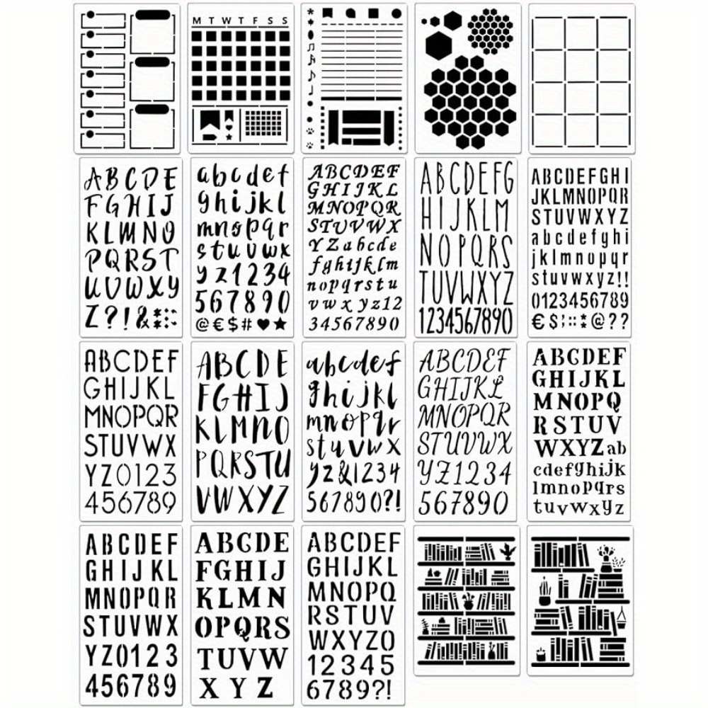 16pcs Plastic Journal Stencils Template for Journal Notebook Diary