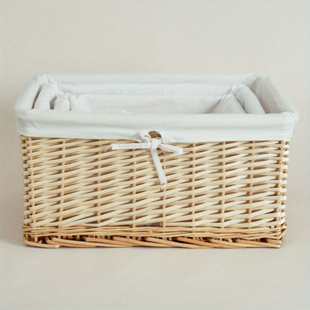 3pcs Large Woven Storage Basket For Living Room, Desk, Toy, Office