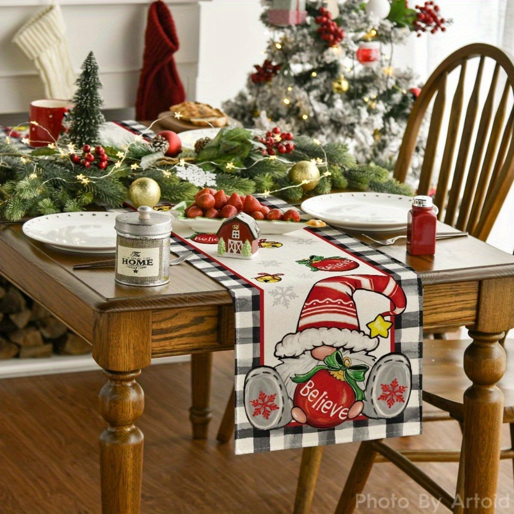 Linen Table Runner/placemats Buffalo Plaid Gnome Bell Temu Australia