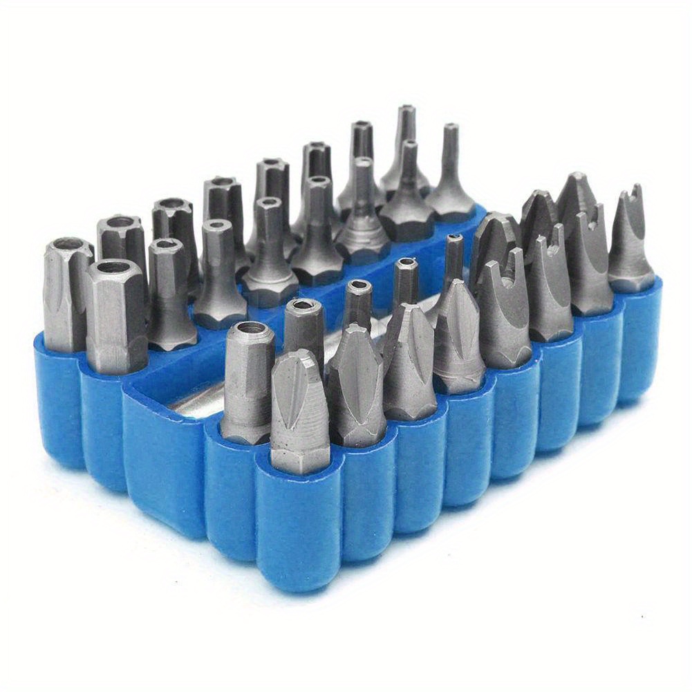 

Value Pack 33pcs Security Tamper Proof Screwdriver Bit, Rod Torx Hex Star Spanner Tri Wing Screwdriver Set, 1/4" Magnetic Drill Bit Holder