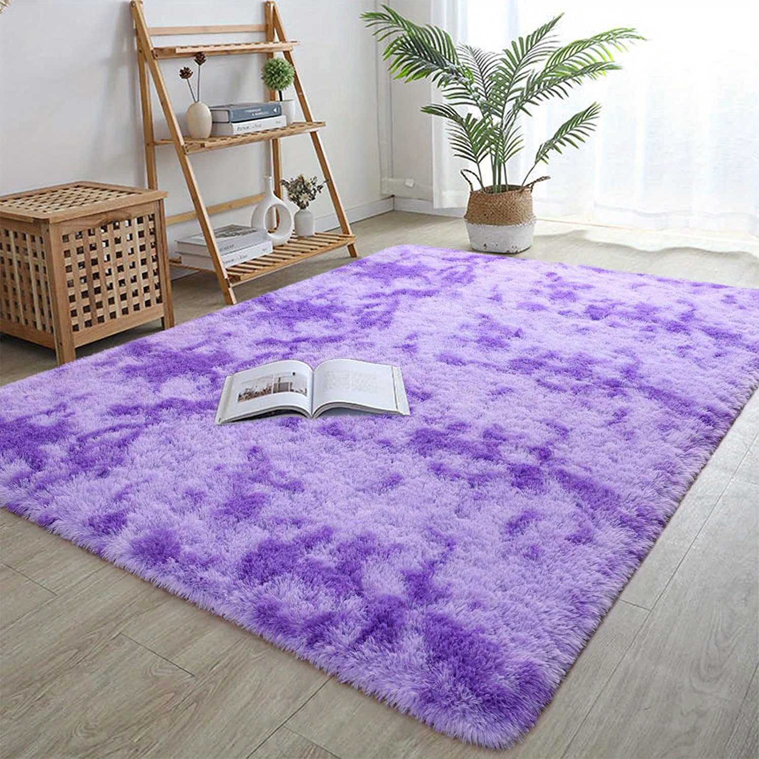 1pc luxury shag area rug modern rectangle plush fuzzy rugs machine washable non shedding bedroom bedside rugs non slip shaggy furry carpets for living room bedroom home decor room decor details 2