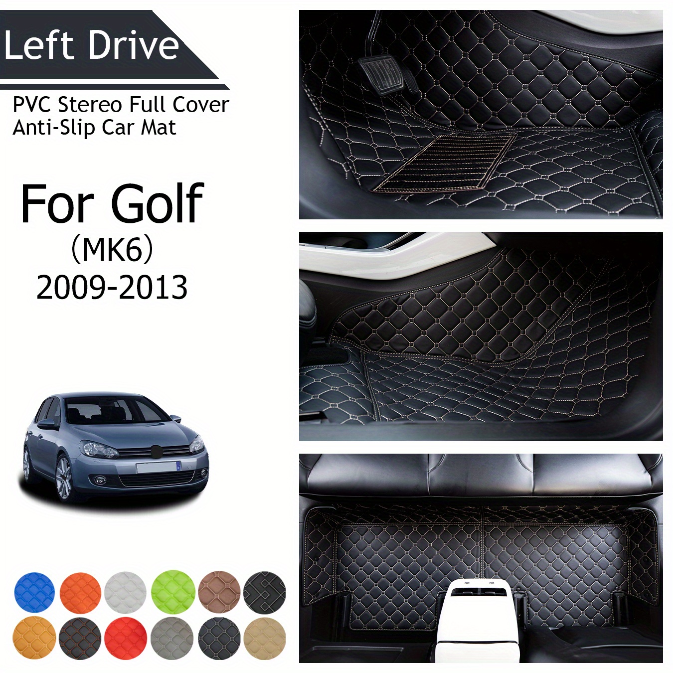 2015-2021 VW Golf Rubber Floor Mats, Free Shipping