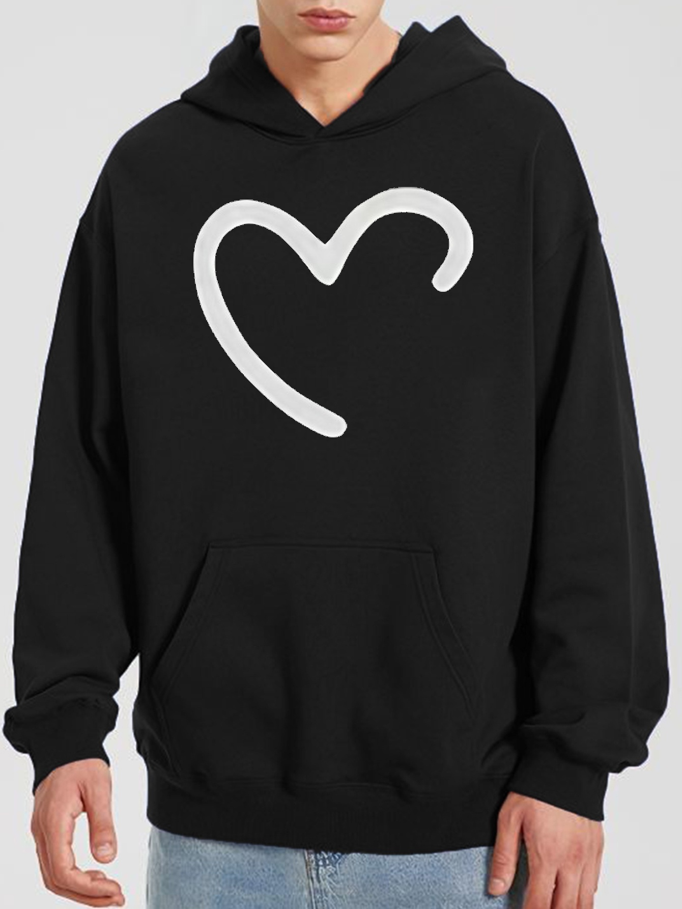 Love Heart Print Hoodie Cool Hoodies For Men Mens Casual Graphic Design  Pullover Hooded Sweatshirt With Kangaroo Pocket Streetwear For Winter Fall  As Gifts - Men's Clothing - Temu