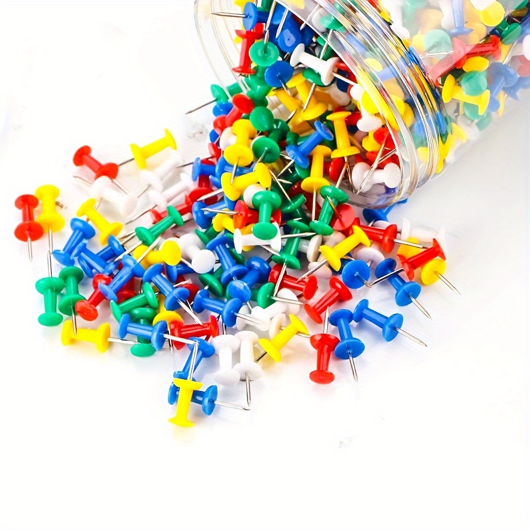 500PCS Multi-Color Map Push Pins Plastic Head Tacks with Steel