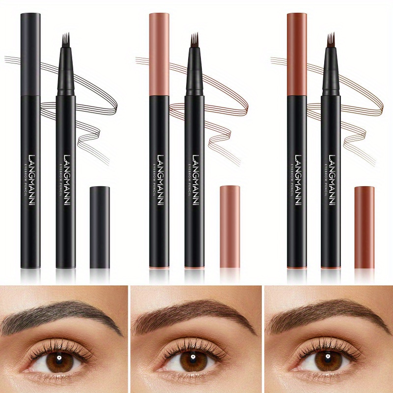 O.TWO.O Eyebrow Pencil 3 in 1 Fine Precise Brow Definer Waterproof Natural  4 Colors Brown Eye Brow Pen With Eyebrow Trimmer