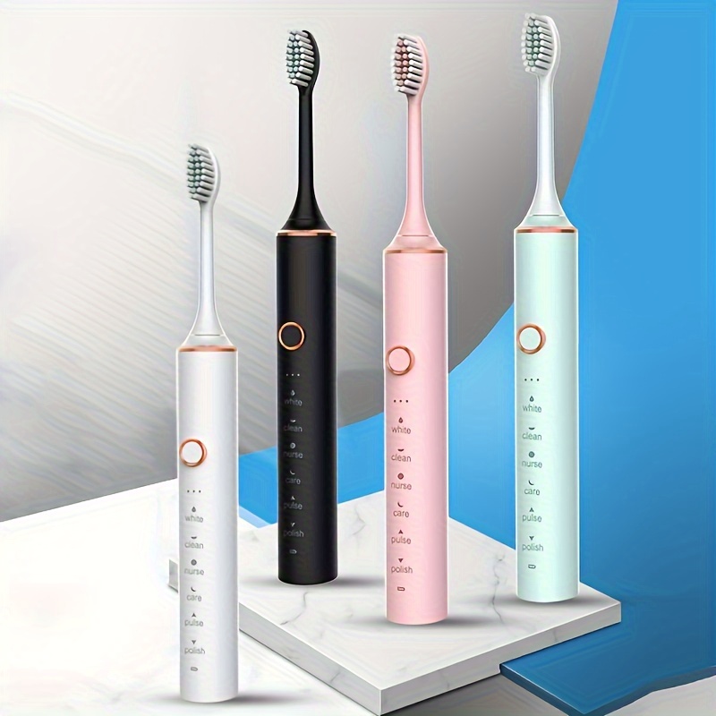 BTFO Cepillo de dientes eléctrico sónico con 5 modos, 2 cabezales de  cepillo de repuesto recargable por USB, cepillo de dientes electrónico