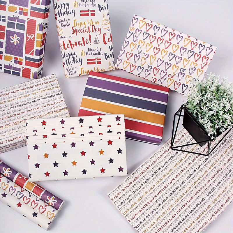 Men's Simple Striped Pattern Gift Wrapping Paper Birthday - Temu