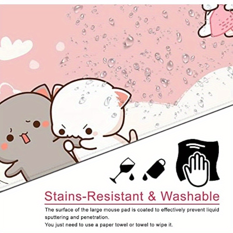 Tapis de souris rose pour chat XXL Kawaii Tapis de souris de jeu à thème  animalier 88,9x39,88x0,3 cm Grand tapis de souris en caoutchouc pour femmes
