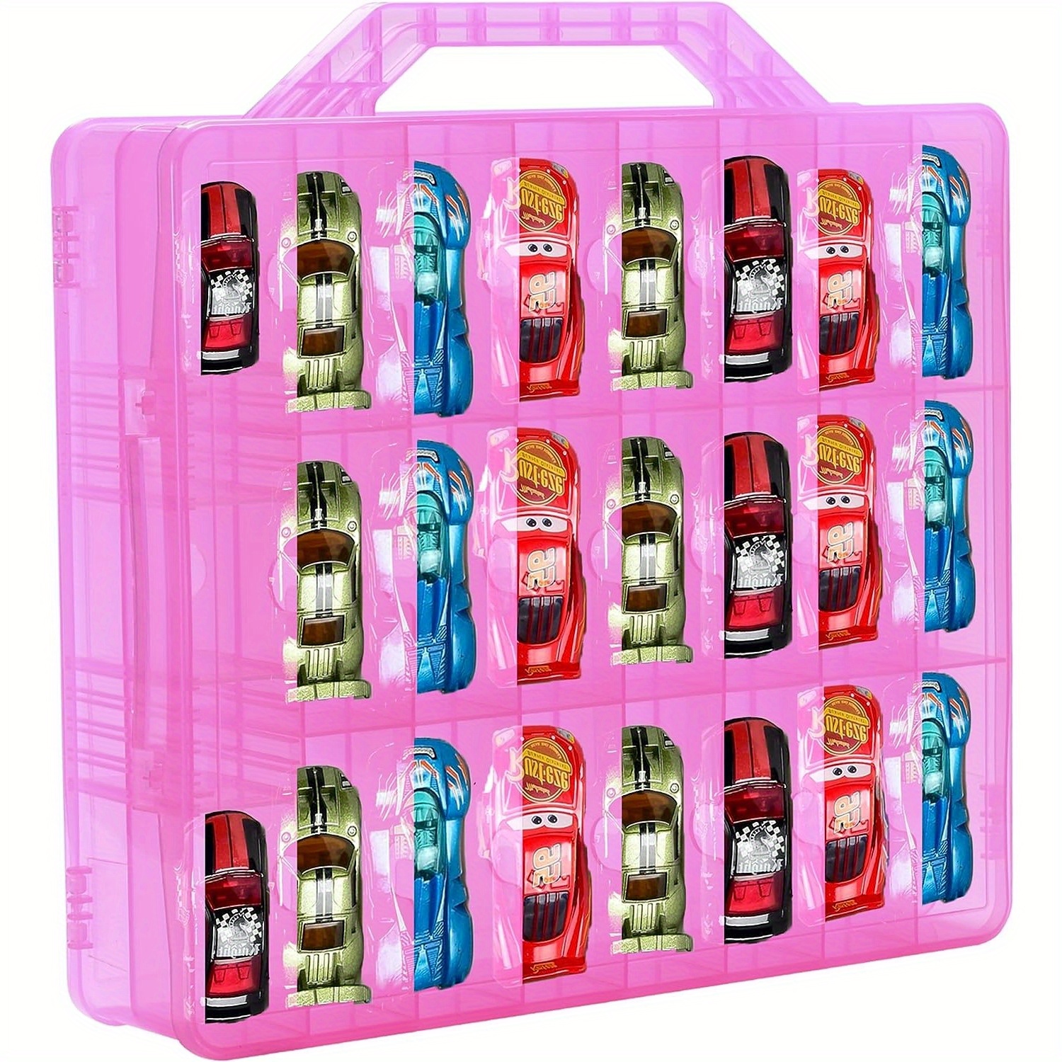 2TUFF Collectible Toy Car Storage Case and Toy Organizer Storage Case with  48 Compartments and 2 Removable Trays - Toy Display Case Compatible with