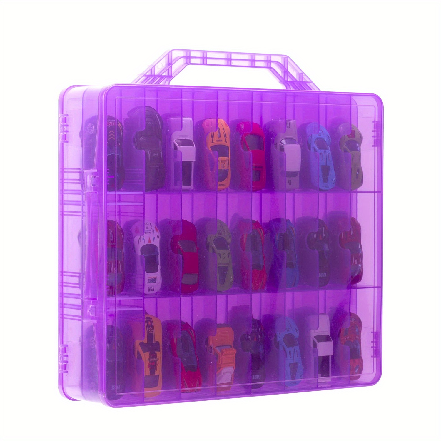 Double Sided Toy Storage Organizer Case for Hot Wheels Car, for Matchbox  Cars, for Mini Toys, for Small Dolls. Carrying Box Container Carrier with  48
