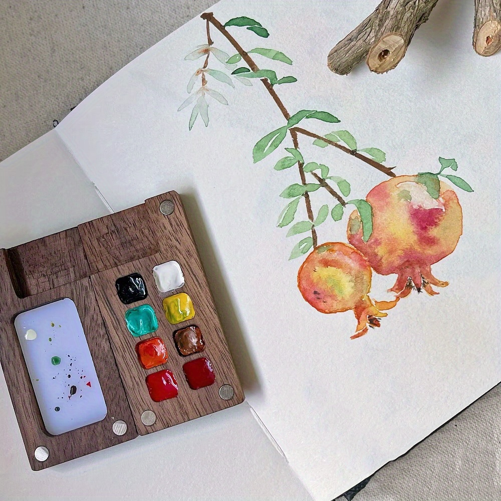 Portable Walnut Watercolor Palette portable Sketchbook - Temu