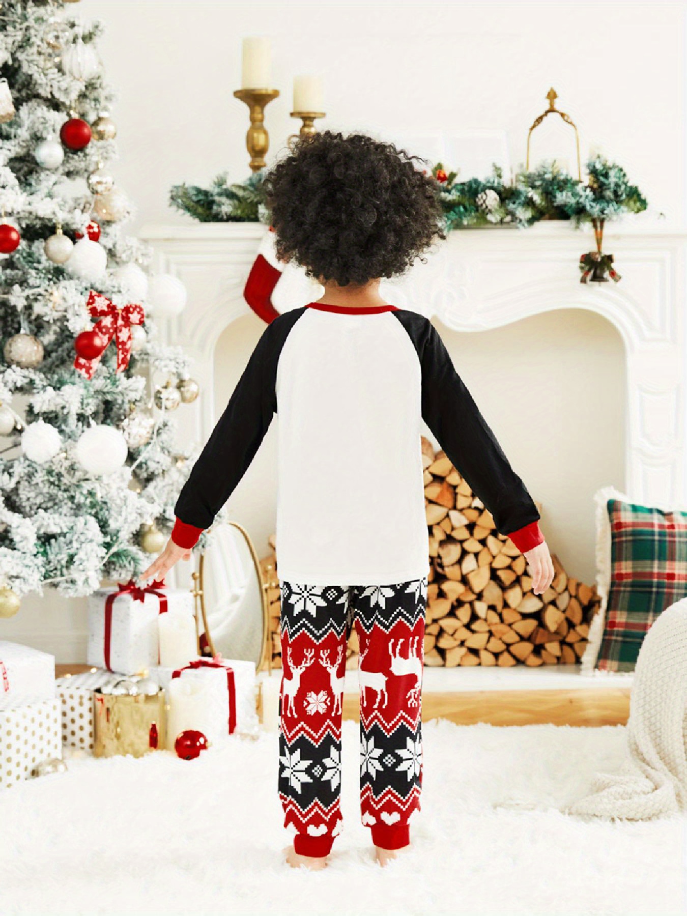 Christmas Reindeer Print Family Matching Pajamas Sets (Flame