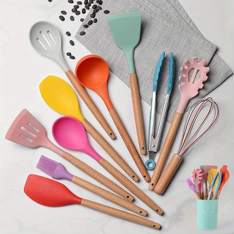 Stainless Steel Kitchen Utensils With Wooden Handle Core - Temu