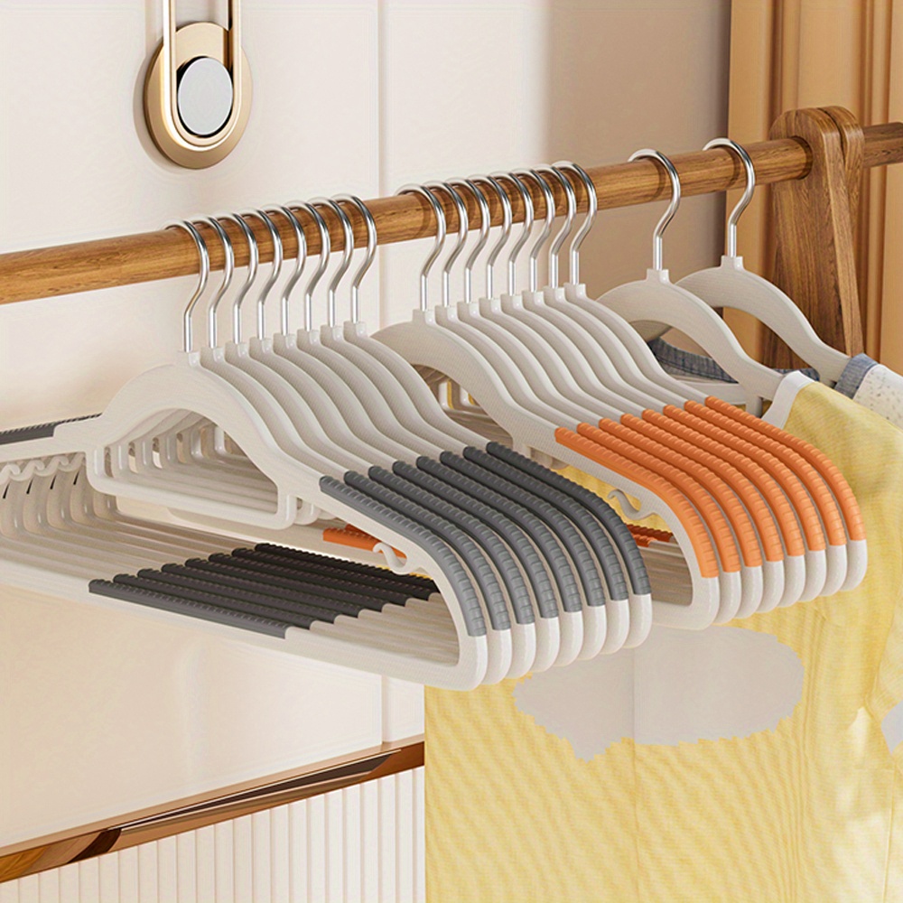 10pcs/set Gray Plastic Coating Clothes Hangers For Adults, Non-slip &  Traceless, Space Saving, Suitable For Wardrobe And Laundry