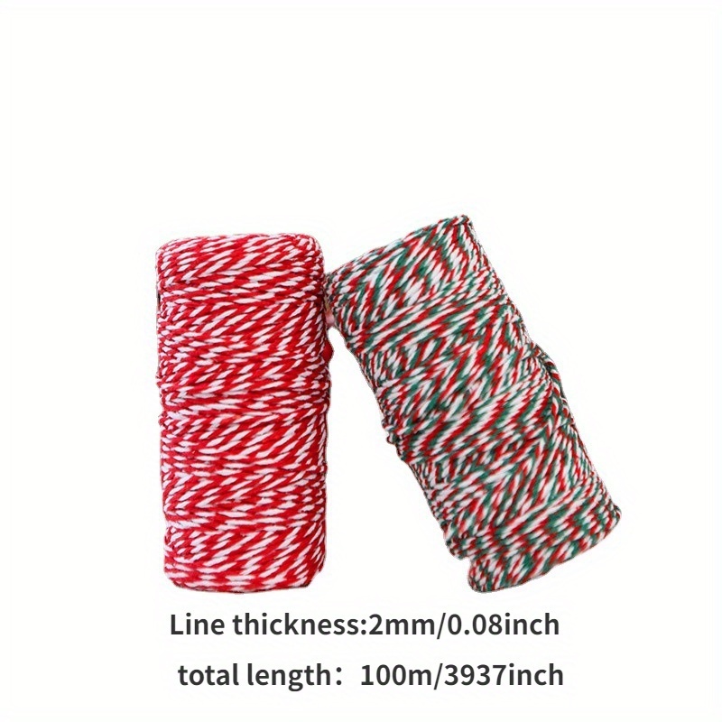 100m Cotton Cords Red Green White Tag String Rope DIY Crafts Gift