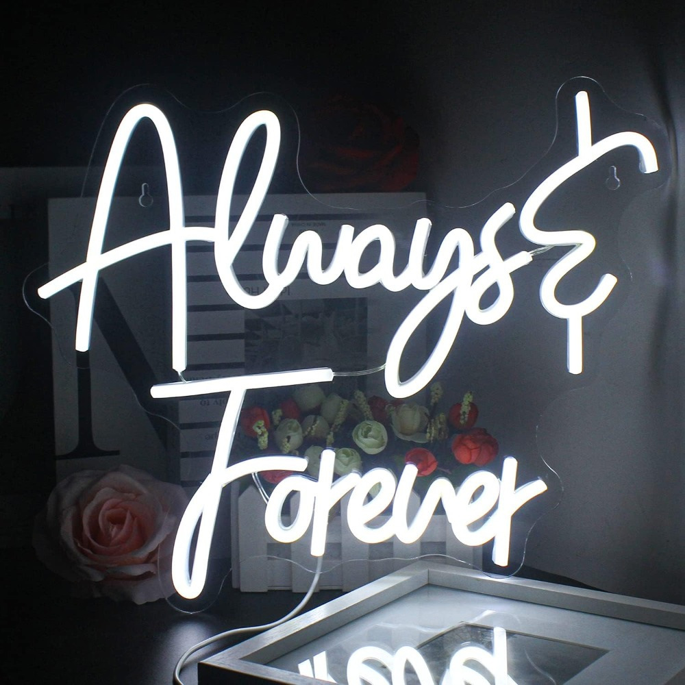 Always Forever Neon Sign White Led Light Wall Decoration Temu